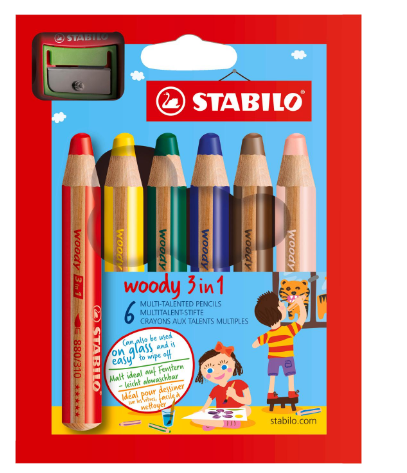 Coloured pencils Stabilo Woody x6